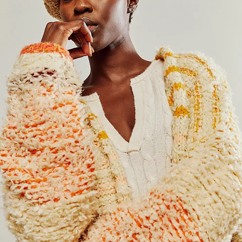 Free People Rainbow Fuzz Cardi